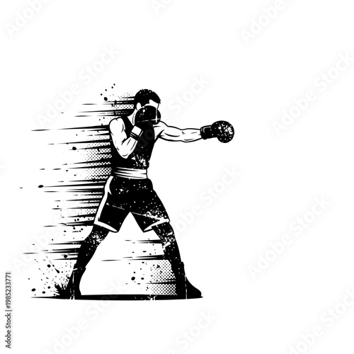 Boxer Punching Silhouette with Motion Effect