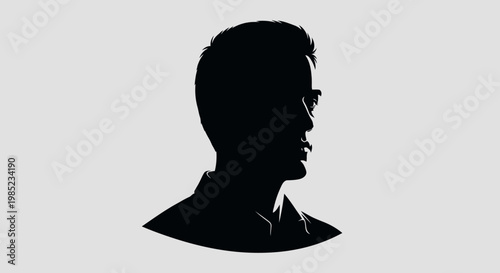 Silhouette portrait of a man in profile, a stylish representation of individuality and introspection, emphasizing thoughtful contemplation