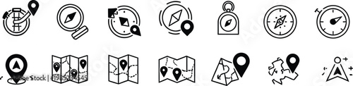 Collection of nautical symbols and maritime signage in black and white