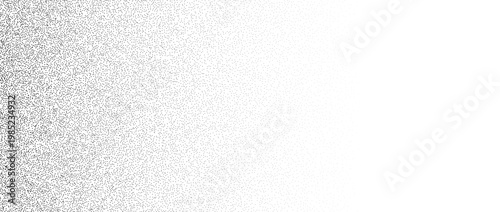 Dotted noise sand texture. Stippled grain gradient background. Black sprayed surface. Fading grunge dust grit overlay. Halftone speckles, particles or specks wallpaper. Vector rough gritty backdrop
