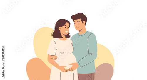 Joyful expectant parents embrace, celebrating their shared journey towards parenthood with love and hopeful anticipation