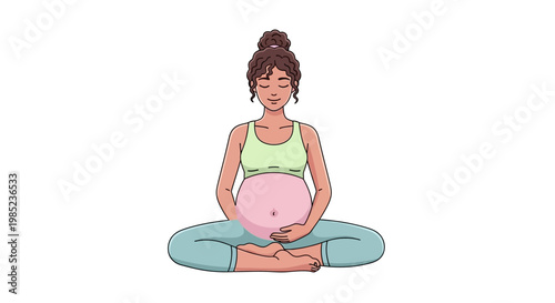 Serene pregnant woman in lotus pose, practicing mindful meditation for relaxation, prenatal wellness, and a healthy journey to motherhood