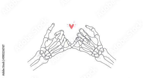 Skeleton Hands Pinky Promise with Heart Icon