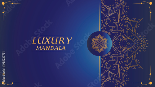 Luxury mandala background with golden ornament pattern, elegant symmetry design, and dark premium color for invitation and branding