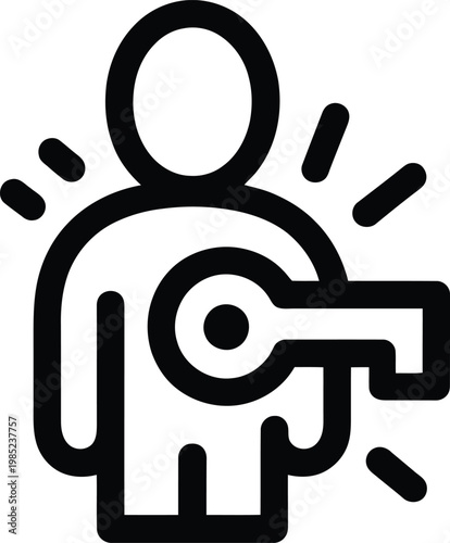 Security access control a person holding a key with a lock symbol