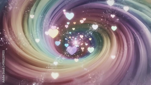 Vibrant Multicolored Spiral Galaxy Vortex with Soft Cosmic Swirls and Stars