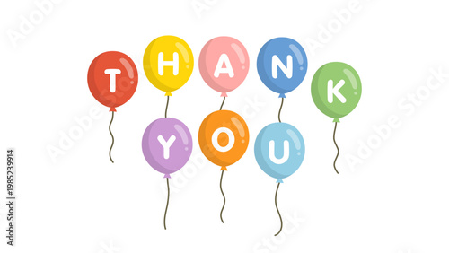  Colorful balloons with thank you text vector