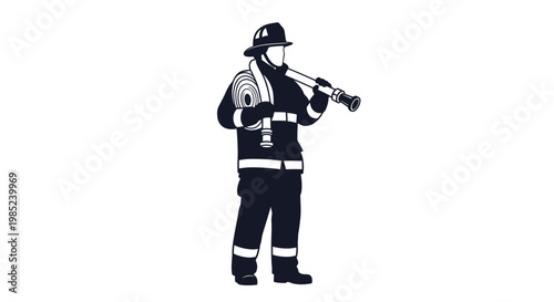 Firefighter with Hose, Safety Uniform, Emergency Service