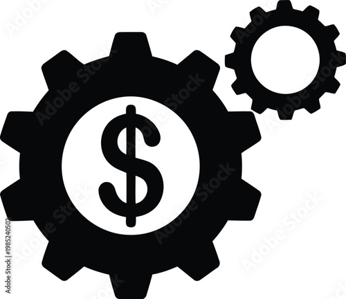 gear with dollar sign, business finance concept
