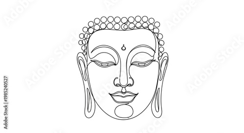 Buddha face outline, spiritual symbol, meditation, enlightenment, peace, zen