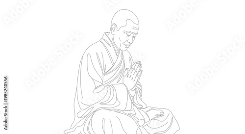 Monk praying, meditation, spiritual, enlightenment, peace, zen, faith, belief, worship, devotion, calm, serene, wisdom, mindfulness, prayer, buddhism