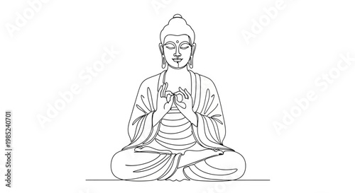 Buddha Meditation Outline Drawing