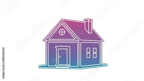 Modern minimalist home icon with vibrant gradient color palette representing shelter and property