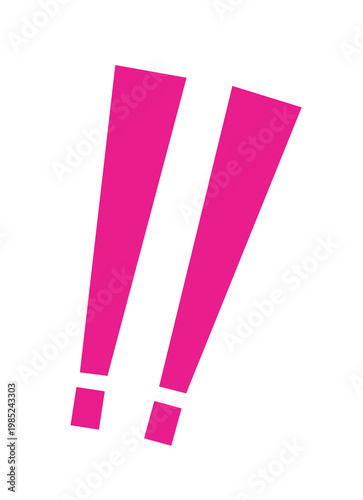 Double Pink Exclamation Marks, Dynamic Tilted Icons, Transparent Background, Bold Typographic Symbol Set ダブルビックリマーク、斜め・動きのあるポップなタイポグラフィアイコン、透過背景