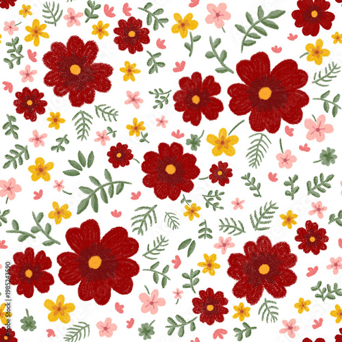 red flowers seamless pattern