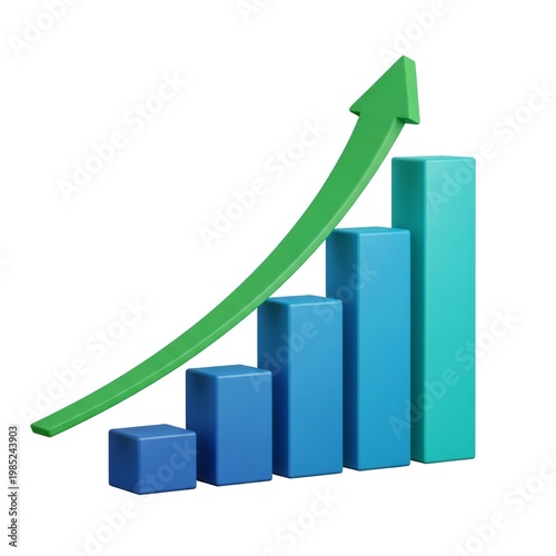 Growing bar chart with upward green arrow showing progress isolated on white background Free Download Growing bar chart with upward green arrow showing progress isolated on white background - GFXLoad