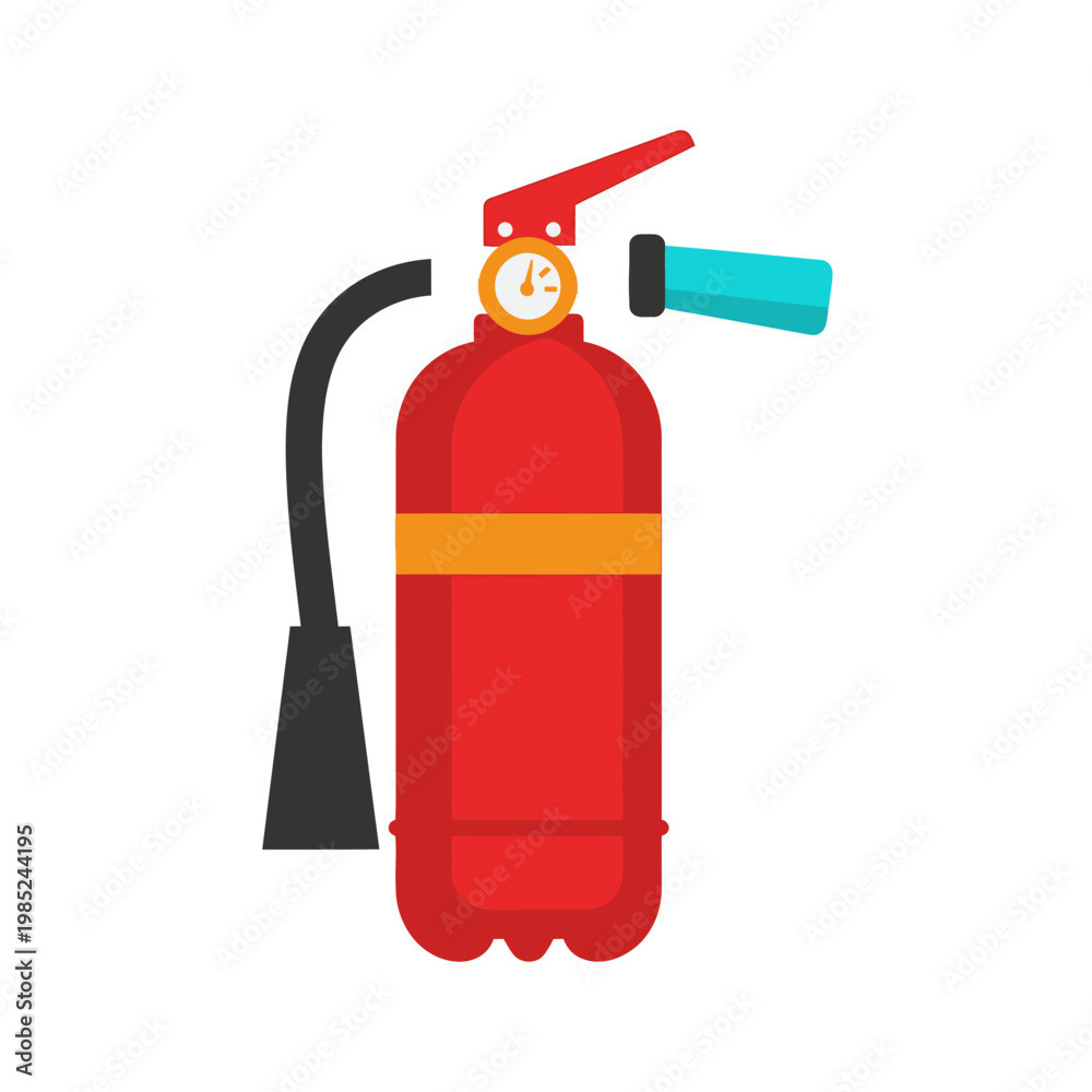 Obraz premium Fire Extinguisher Illustration with Hose for Emergency Fire Safety