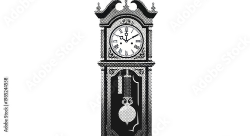 Vintage Grandfather Clock with Pendulum and Roman Numerals