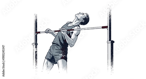 Athlete performing high jump over bar