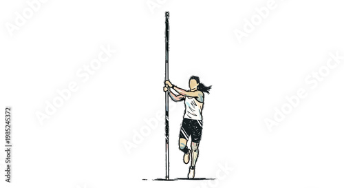 Athlete pole vaulting, athletic jump, sports illustration, dynamic movement, achievement