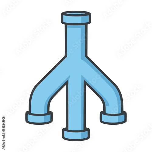 sewer pipe with three output flow plumbing flat color vector illustration template design