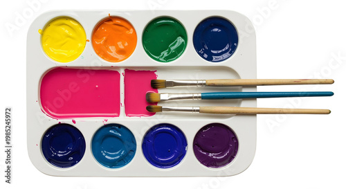 watercolor paints and brushes png