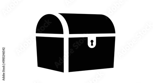 Treasure Chest Icon - Vintage Storage Box Silhouette