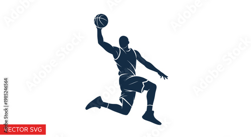 Basketball Player Dunk Silhouette, Athletic Sports Action