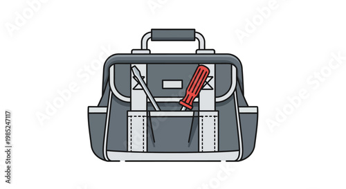 Gray Leather Office Messenger Briefcase Bag.
