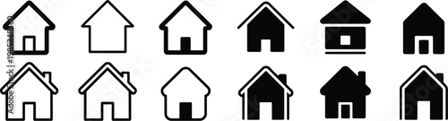A Collection of Simple House Icons A Clean Vector Illustration of 10 Minimalist Home Symbols