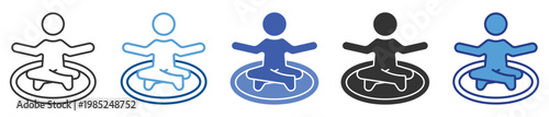 Meditation icon set multiple style collection