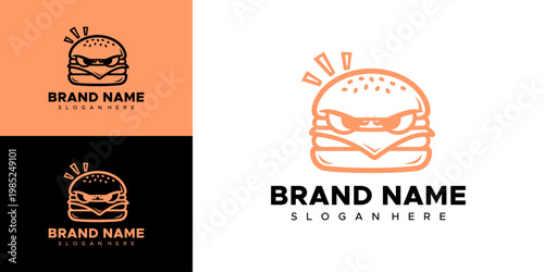Logo Design Template with Burger Character Variations