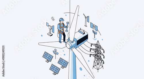 Unique Solar Wind Energy Concept with Worker and Technology