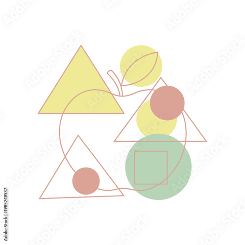 Abstract geometric shapes with soft colors and curves