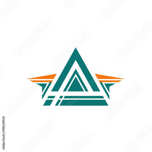 Abstract geometric logo with vibrant colors and shapes