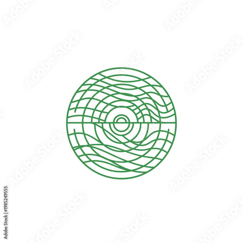Abstract green circular pattern with intricate lines