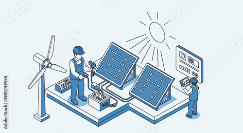Renewable Energy Sources: Solar and Wind Power Illustration