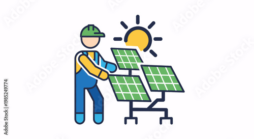 Man installing solar panels with unique solar wind energy