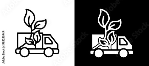 Green Logistics Icon Set In Black And White Filled Style Collection