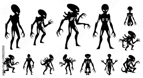 Alien Silhouettes Collection: Sci-Fi Creatures, Extraterrestrial Beings, Monsters