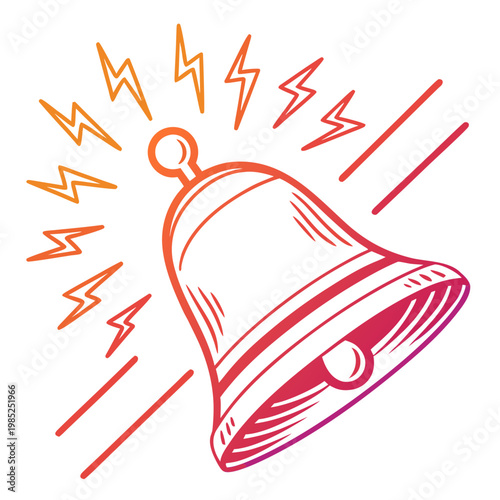 Hand drawn bell ringing with energy burst.