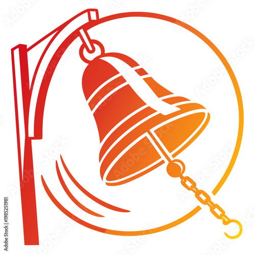 Bell ringing with sound waves and support.