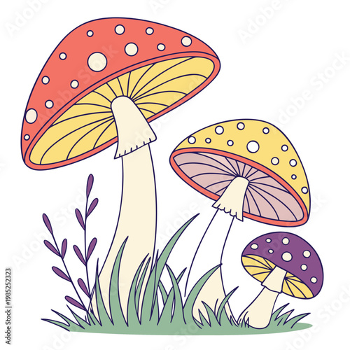 mushrooms in grass