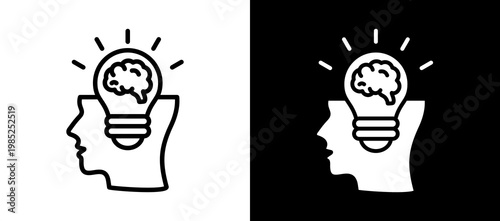 Creative Thinking Icon Set In Black And White Filled Style Collection