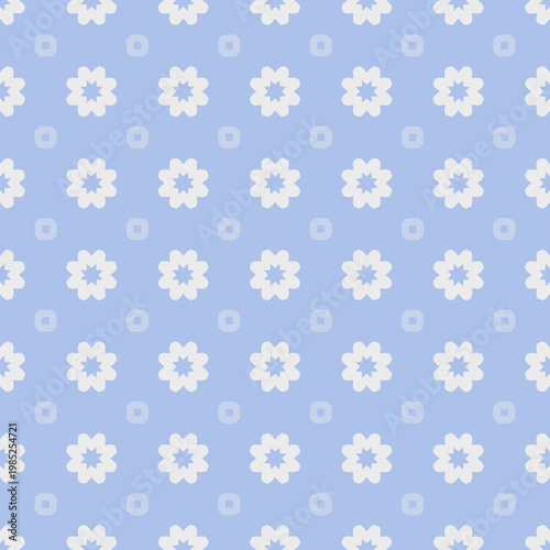 Seamless floral pattern with white flowers on blue background