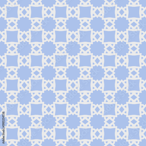 Seamless geometric pattern with blue and white star shapes