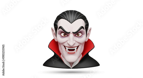 Creepy Vampire Portrait with Glowing Red Eyes and Spooky Smile, Perfect for Halloween and Horror Themes