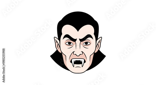 Spooky Vampire Head with Sharp Fangs and Dark Hair, Perfect for Halloween and Horror Themes