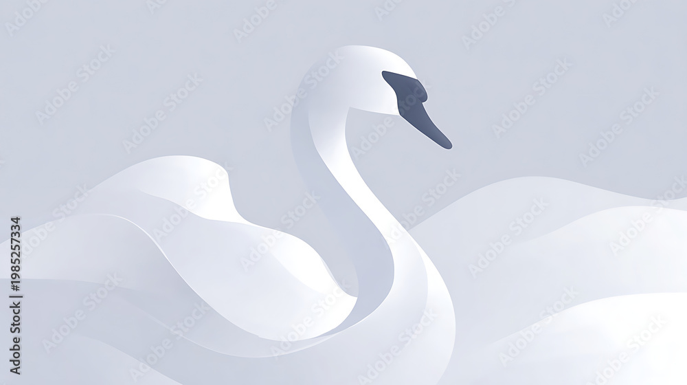 Fototapeta premium Elegant swan gracefully gliding through soft waves