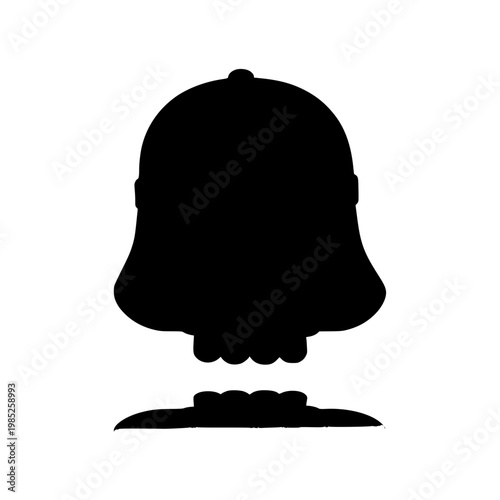 Black silhouette of a human skull wearing a baseball cap